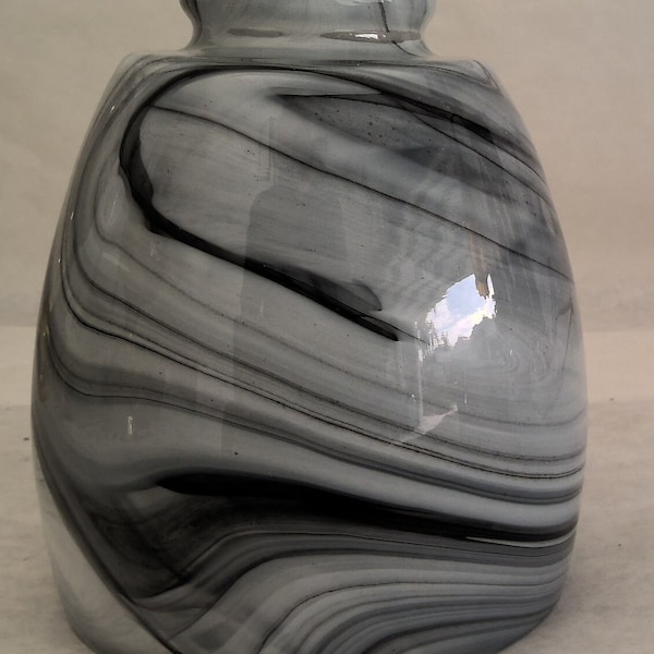 Bell Shape Grey Swirl Art Glass Shade 2 1/4" fitter Fan, Desk or Fixture