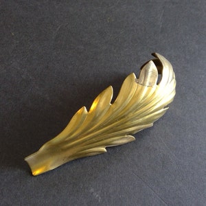Solid Brass Curled Leaf Stamping for Embellishments Lamp Craft or Hobby Decorations 3 1/2&quot;