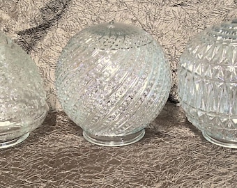 Vintage Embossed Clear Ball Globes Shade Choice of Shade all shade have 3 1/4Holder