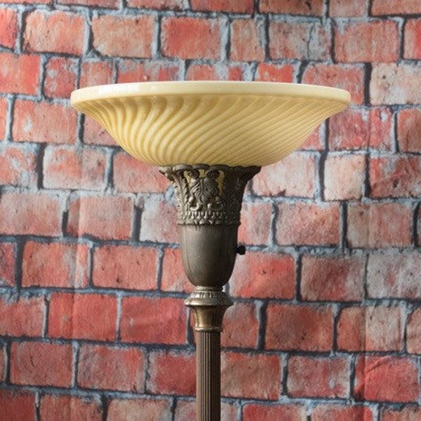 Vintage Style Torchiere Shade Embossed Art Deco for Floor Lamp Up Lamp Nugold Gold Color 14"