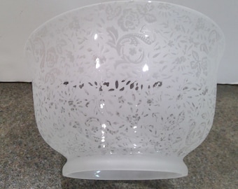 Gas Shade Etched Floral Pattern 4&quot; Fitter Shade Lamp Fixture Globe Vintage Style
