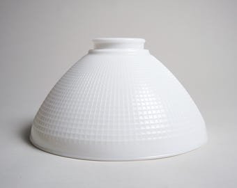 White Opal Glass Torchiere Diffuser Floor Table Lamp Shade, Waffle Design IES 10" Stiffel or Rembrandt Style