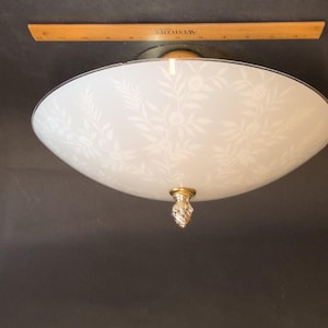Vintage 60&#39;s Decorated Round Dome Flush Mount Shade Light Fixture Free Shipping