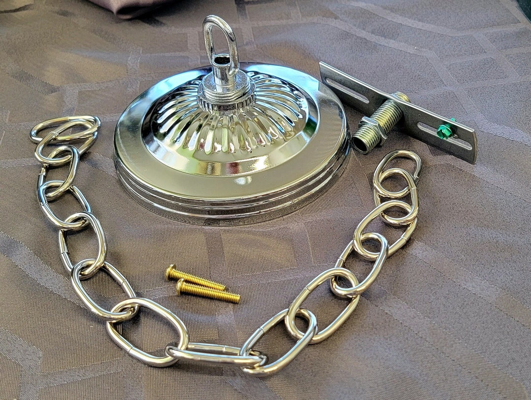 Chrome Finish Light Fixture Canopy Kit W/ 18 of Heavy Chain Etsy