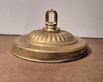 Ribbed Canopy Solid Brass with parts in photo hang light fixture repurposed part