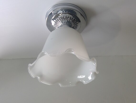 White glass flush mount outlet ceiling light