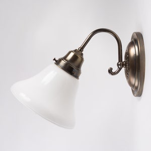 Opal Milk Glass Antique Brass Finish Wall Sconce Light Fixture