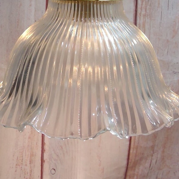 Vintage Holophane Style Glass Bell Shade 3 1/8" fitter