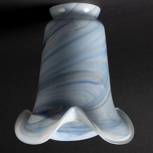 Blue Swirl Art Glass Shade 2 1/4&quot; fitter Fan, Desk or Fixture