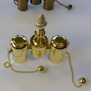 2 Sockets Lite Cluster Lamp Top wired & Polished Brass Finish Pull Chain