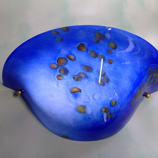 Art Deco Style Wall Sconce Blue Color Art Glass Made in France