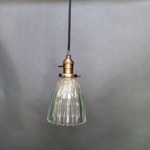 Vintage Pendant Rustic Bronze Clear Glass Shade 36&quot; wire w/ Bulb