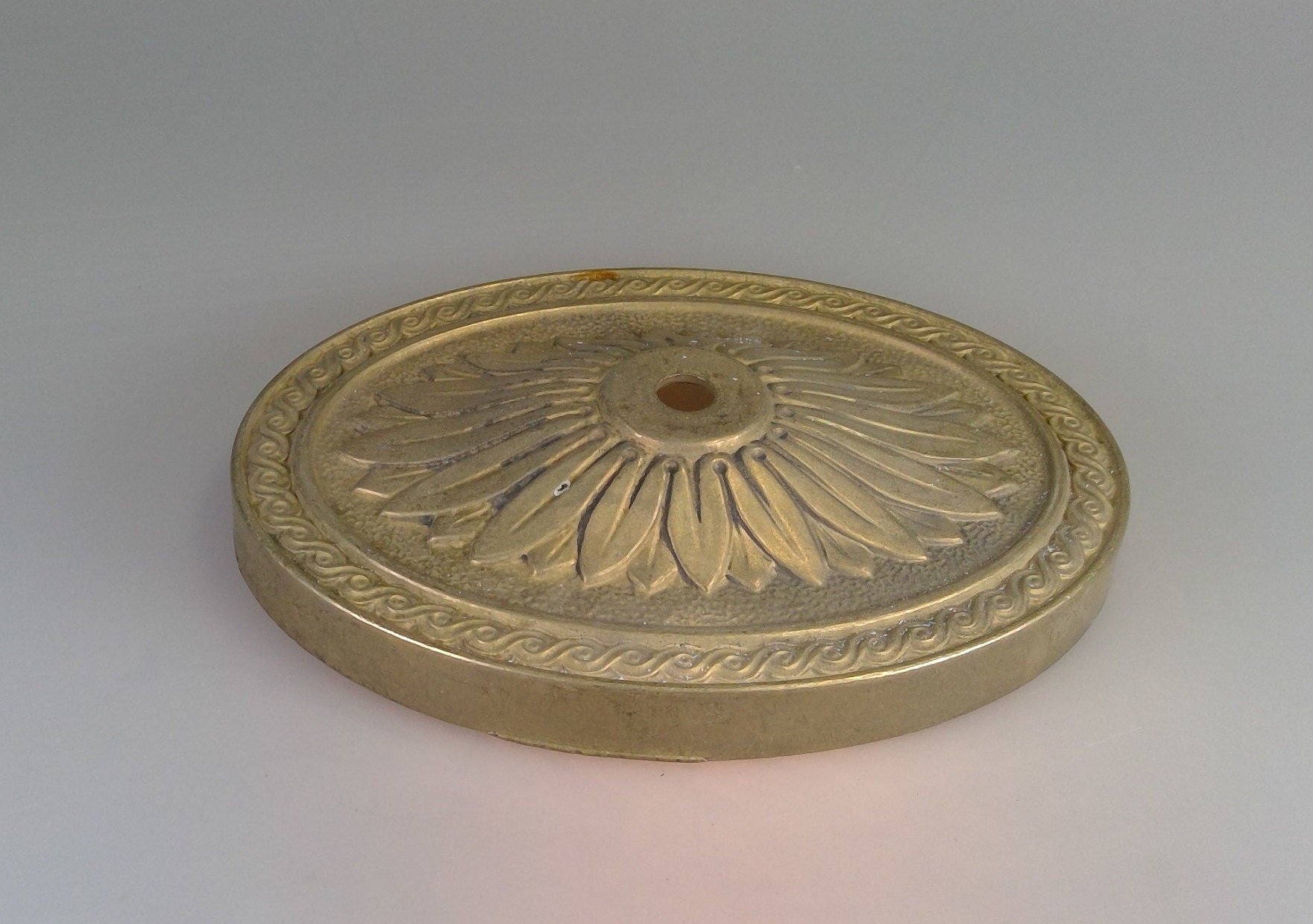 Oval Decorated Sconce Backplate Solid Brass Unfinished
