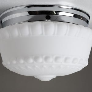 Ceiling Flush Mount Opaline White embossed decorated shade hall bedroom ceiling fixture