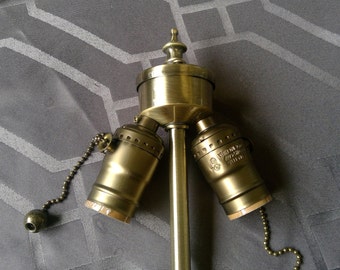 2-Lite Adjustable (10-15) Cluster w/Pull Chain Sockets (10420) - Antique Lamp Supply - Quality