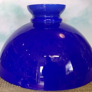 14&quot; Blue Cased Glass Student Parlor Lamp Globe Oil kerosene lamp glass shade Kero  rayo style