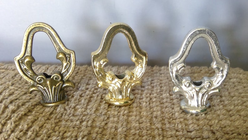 Antique Brass, Chrome or Polished Brass Finish Decorative Loop or Finial 2" tall 1 1/2" w tapped 1/8"ips. image 1