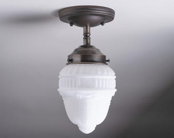 Colonnade Frosted Opal Glass Semi Flush Mount Ceiling Fixture Free Shipping