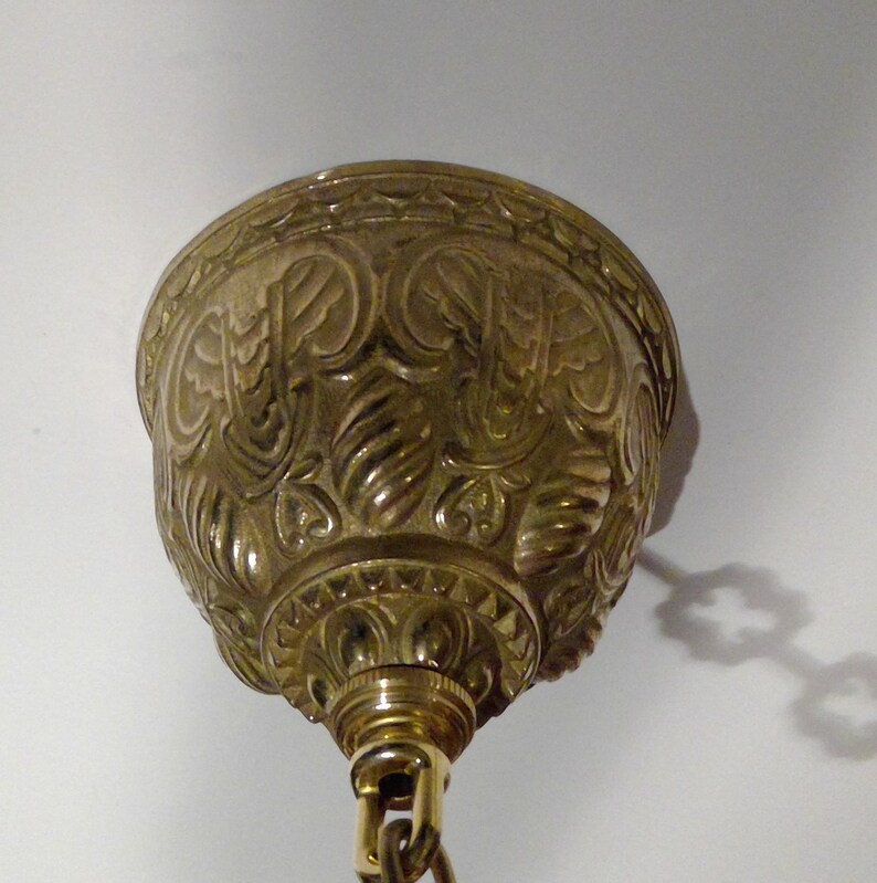 5 1 4 Cast Brass Deep Ceiling Canopy W Screw Collar Loop All Parts To Hang Your Fixture