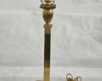 Vintage Table lamp solid brass wood base with 4 cast feet 23 1/2" tall