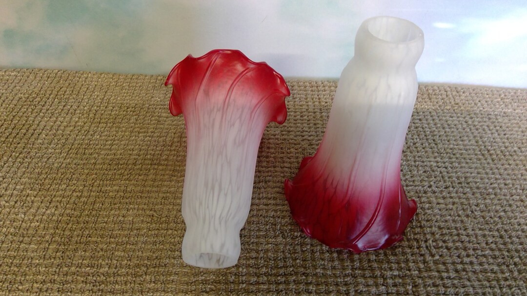 Lily Lamp Shade Red Rim Art Glass Lilly Table Lamp Replacement Large Size Etsy