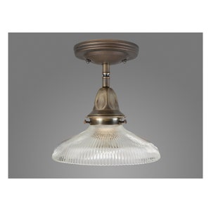 Semi Flush Mount Holophane Style Pendant Light Fixture Prism Glass