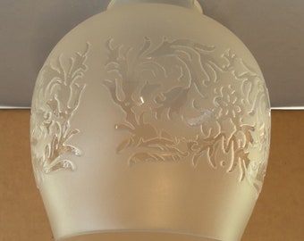 Floral Etched Lamp Shade Brandy Snifter Shape Fixture Replacement Globe 2 1/8" fit. Made in France