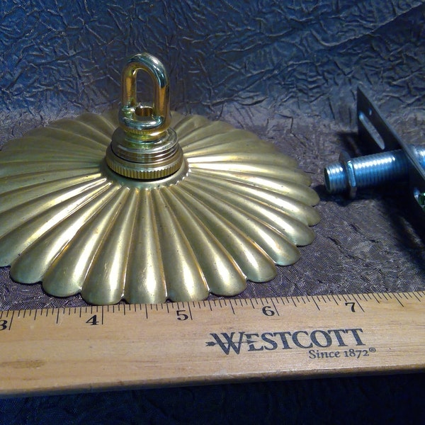 Ribbed Canopy Kit Light Fixture Solid Brass all parts to hang fixture unfinished