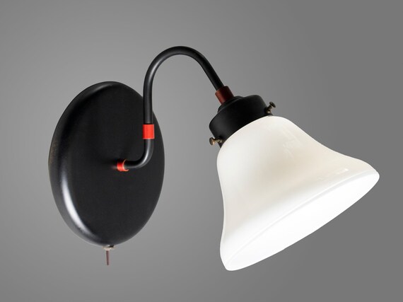 Milk glass wall sconce on sale plug in