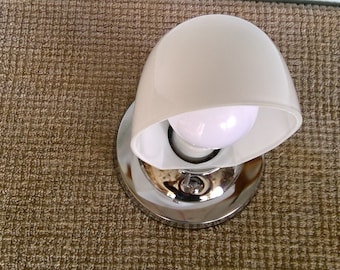 Vanity Sconce Glass White Shade Flush Mounted Fixture Brass or Chrome Finish