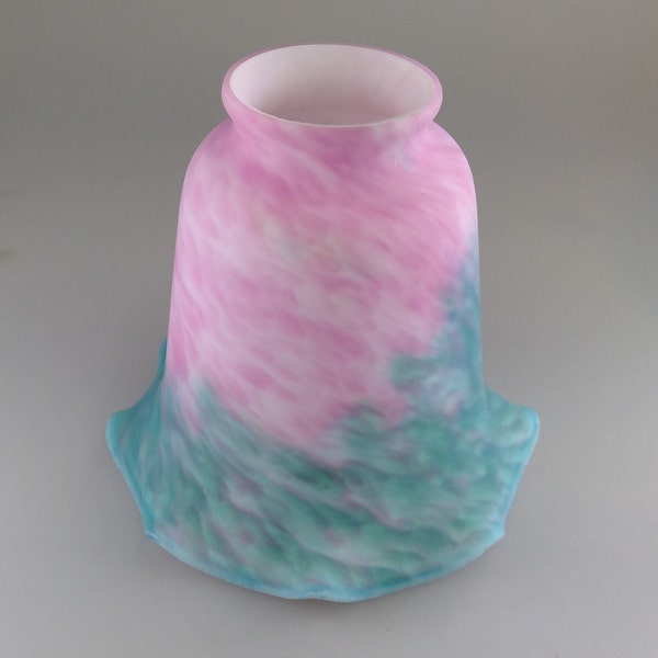 Pink & Green Pat de Verre Art Glass Shade 2 1/4" fitter