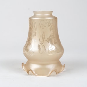 Amber Floral Etched Lamp Shade Fixture Replacement Globe 2 1/4&quot; fit.