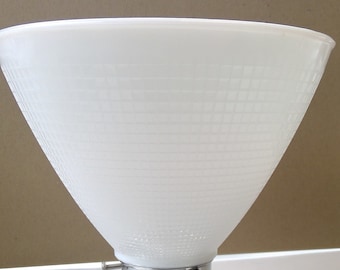 Antique Style White Glass Torchiere Floor Table Lamp Shade, Waffle Design 8" X 2 1/4" Neck