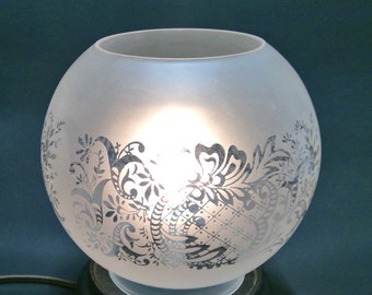 6 " Etched Ball Oil or Gas Lamp Shade, Lamp Replacement, Kero Rayo Parlor Lamp Banquet Globe