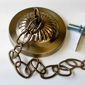 Light Fixture Antique Brass Finish Ceiling Fixture Canopy kit with 18&quot; of chain DIY