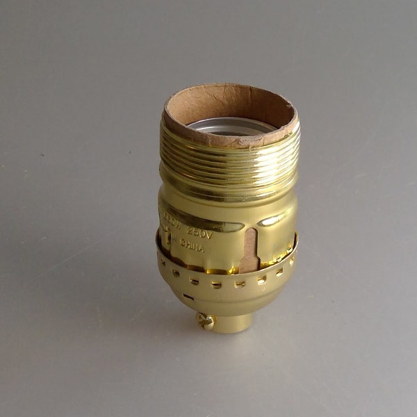 Short Lamp Socket Uno Threaded Keyless Light Socket with UNO Threads w/ Brass finish Ships Free