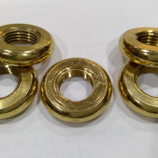 Solid Brass 3/4" Lamp Part Hobby Repair Part BAG of 5 polished Donut Shape Nut 1/8"