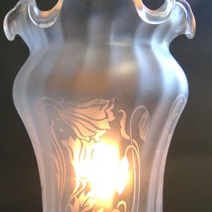Floral Etched Lamp Shade Fixture Replacement Globe 2 1/4&quot; fit. Made in France