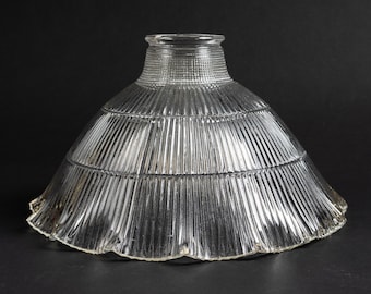 Holophane Style Vintage Glass Shade Light Ruffled Edge Globe Lighting Part Replacement 2 1/8" fitter