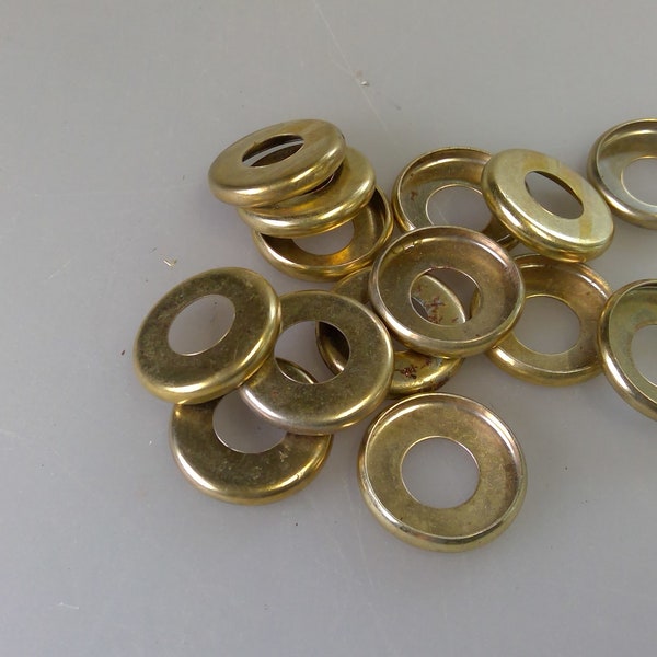 10 Check Ring Cap Rosette Decoration 3/4" Brass Polished Finish NOS Bag of 10 Free Ship