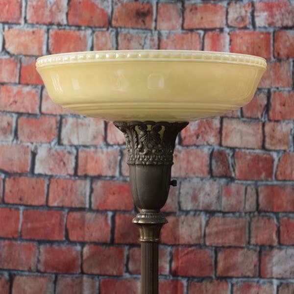 Vintage Style Torchiere Shade Embossed Art Deco for Floor Lamp Up Lamp Nugold Gold Color 16"