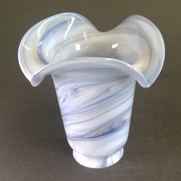 Blue Swirl Art Glass Shade 2 1/4" fitter Fan, Desk or Fixture