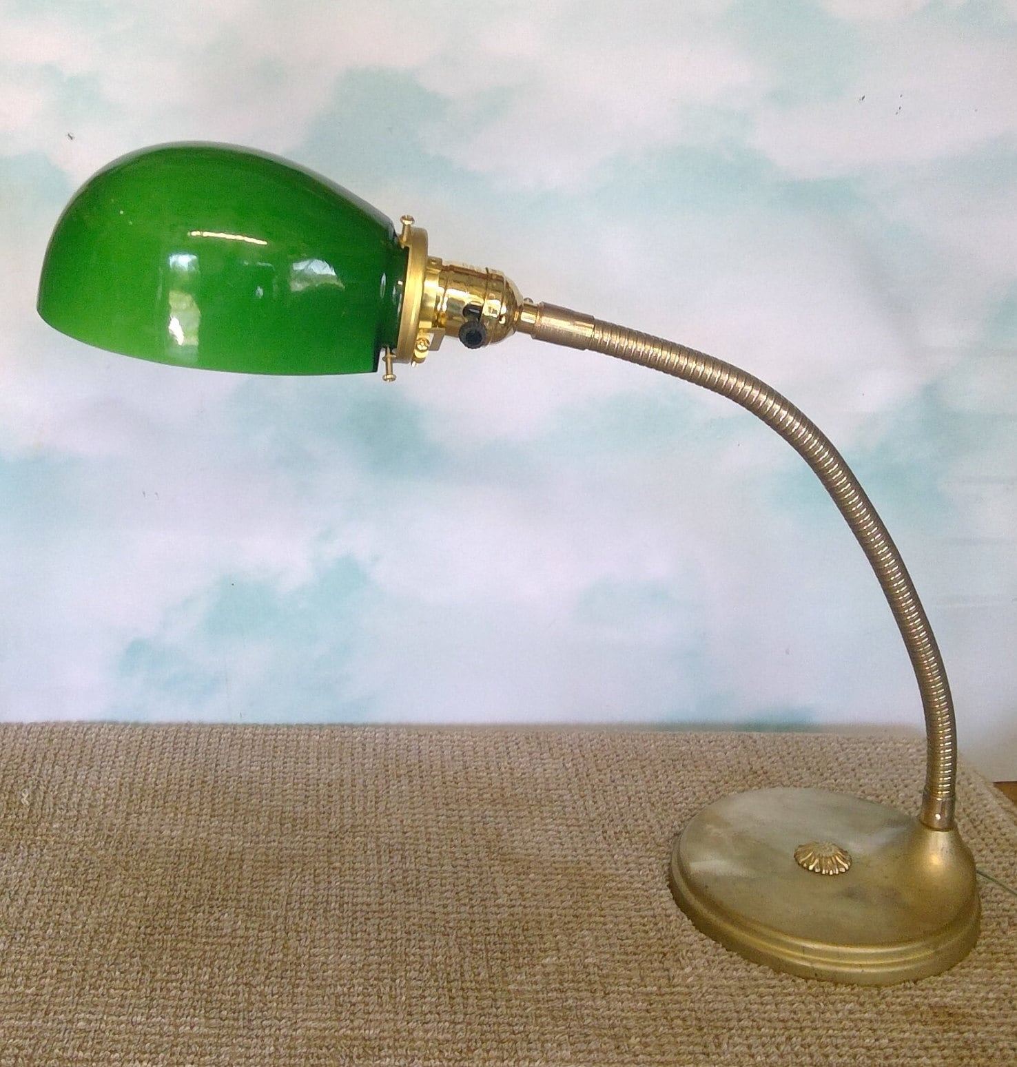 lampe de bureau réglable style vintage abat-jour vert