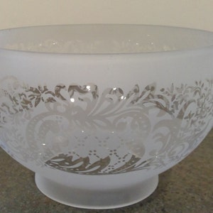 Satin Etched Gas Shade Etched 4&quot; Fitter Shade Lamp Fixture Replacement Shade Vianne France