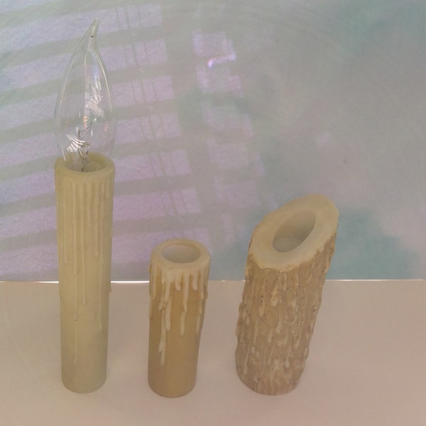 Ivory Drip Candle Cover Resin CANDELABRA size Lamp Socket Cover 4" - 6" Covers