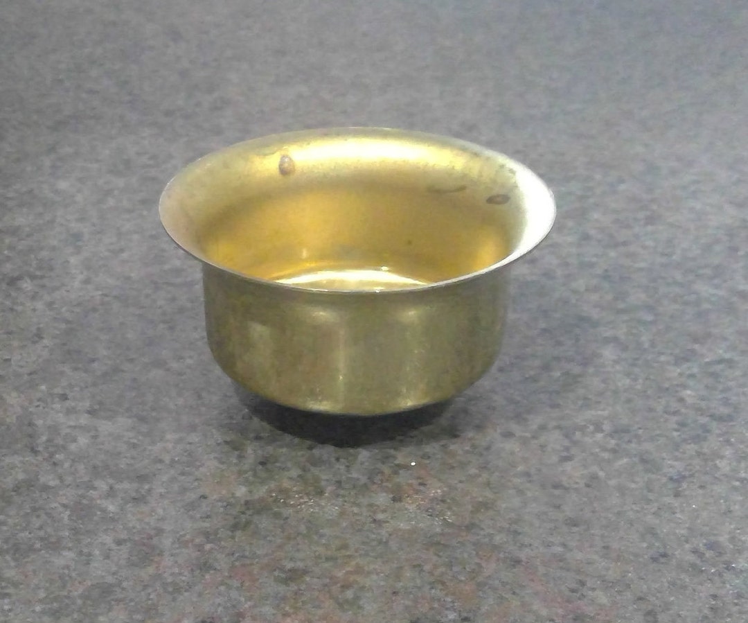 Antique Brass Finish Steel Cup Bell Shade Holder – 3-3/8" X 3-5/8" Tall – Lamp Repair Part