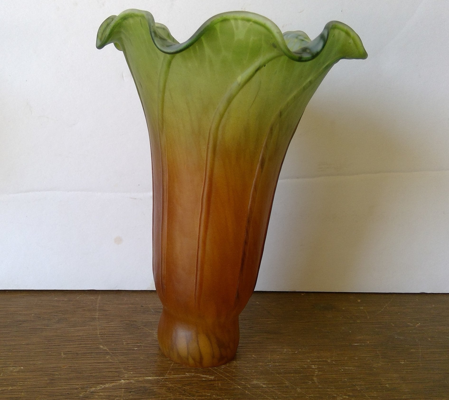 Lily Lamp Shade Amber Green Art Glass Lilly Table Lamp