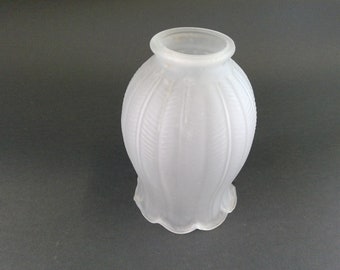 Acid Etched Glass Ribbed Tulip Shape Glass Shade