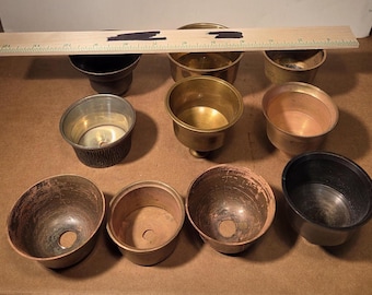 Lot of 10 Assorted Antique Brass Candle Cups
