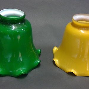 Green or Amber Color Shade Globe Light Fixture Cased Glass Shade
